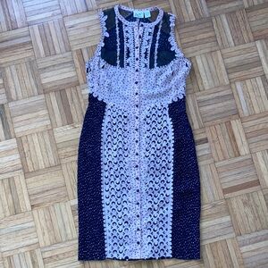 Byron Lars Black and White Lace Midi Dress 8 NWOT